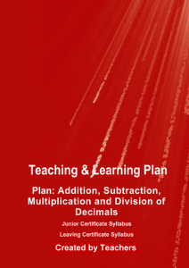 Teaching and learning plan on decimal operations