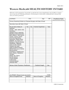 2014 Western Medical Intake Forms, 4 pages