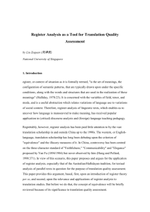 Register Analysis as a Tool for Translation Quality Assessment