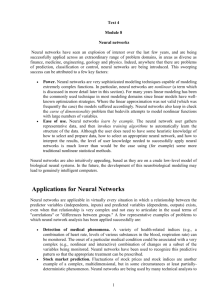 Applications for Neural Networks