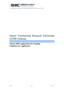 Senior Translational Research Fellowship (STRF) Scheme