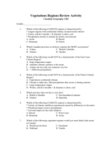 Climate Region and Vegetation Regions Review Exercise
