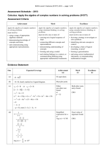 NCEA Level 3 Calculus (91577) 2013 Assessment Schedule