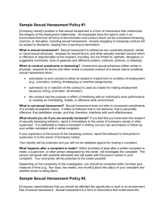 Sample Sexual Harassment Policy #1