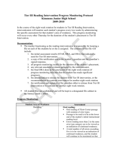 Tier III Reading Intervention Progress Monitoring Protocol