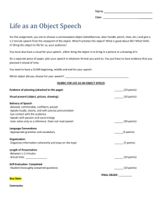Life as an Object Diagnostic Speech