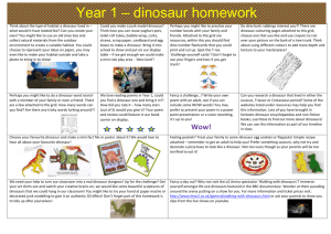 Dinosaur Homework Grid - Berkeley Primary School