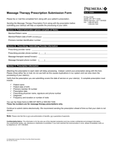 Massage Therapy Prescription Submission Form