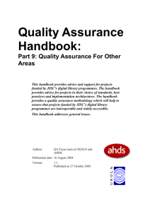 Quality Assurance Handbook: About Quality Assurance