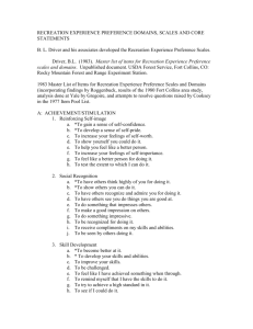 1983 master list of items for recreation experience preference scales
