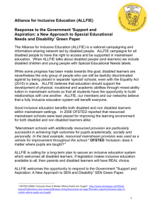 SEN green paper response - Alliance for Inclusive Education