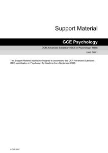Unit G541 - Psychological investigations - Schemes of work