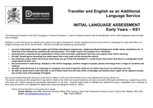 EAL Initial Language Assessment Document for Early Years KS1