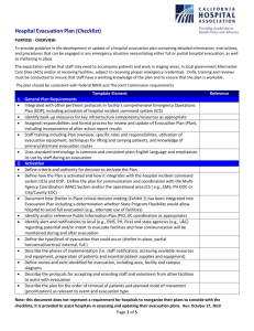 Hospital Evacuation Plan Checklist