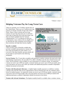 Volume 1, Issue 3 Helping Veterans Pay for Long Term Care There