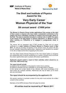 The Shell and Institute of Physics Award for the Very Early Career