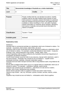 18211 Demonstrate knowledge of Australia as a visitor
