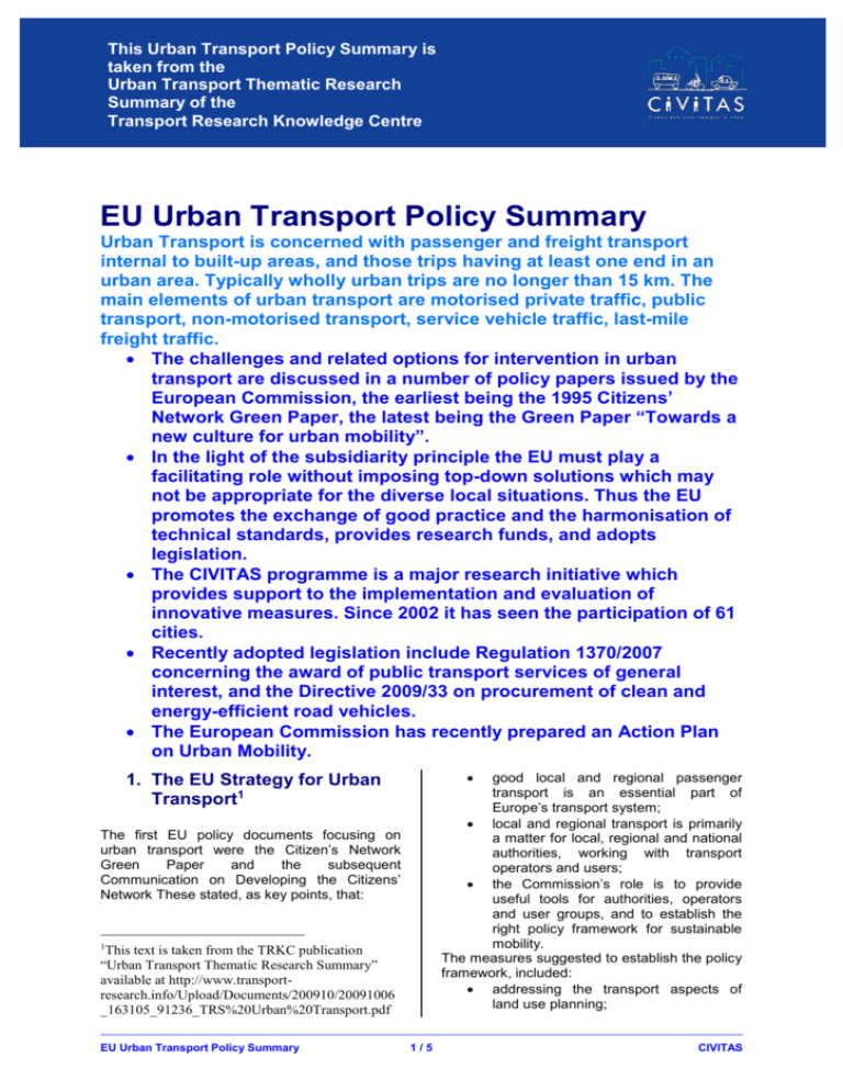 eu-urban-transport-policy-summary