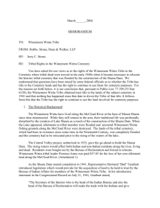 March______, 2004 MEMORANDUM TO: Winnemem Wintu Tribe