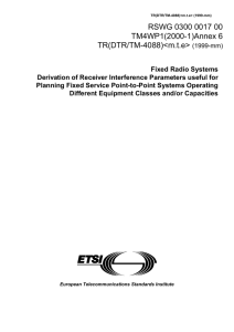 ETSI Technical Report on receiver parameters