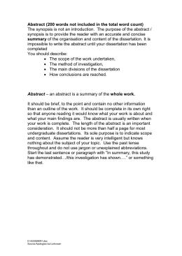 Dissertation Word Count Breakdown | - words