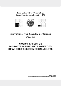 Niobium effect on microstructure and properties of as cast Ti
