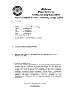NUR104 Introduction to Pharmacology Syllabus