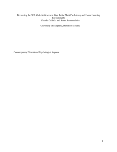 Decreasing the SES Math Achievement Gap: Influences of Initial