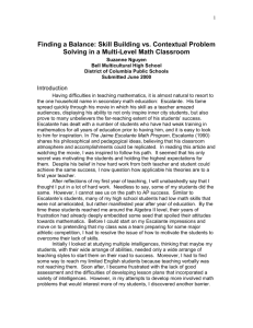 Finding a Balance: Skill Building vs. Contextual Problem Solving in