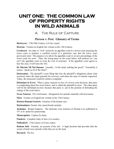 UNIT ONE: THE COMMON LAW OF PROPERTY RIGHTS