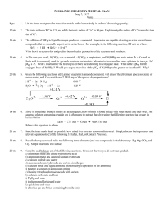 INORGANIC CHEMISTRY 321 FINAL EXAM