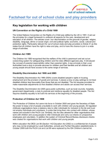 Key Legislation for Working with Children