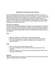 Six Models for Collaborative Team Teaching