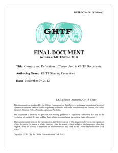 Glossary and Definitions of Terms Used in GHTF Documents