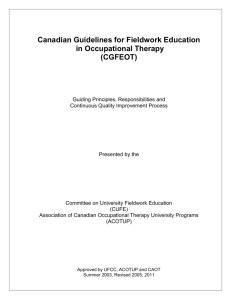Canadian Guidelines for Fieldwork Education in Occupational Therapy