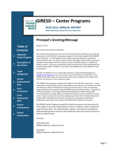 Page 1 Description of the School GIRESD Center programs provide