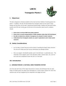 Laboratory 8: Transgenic Plants I