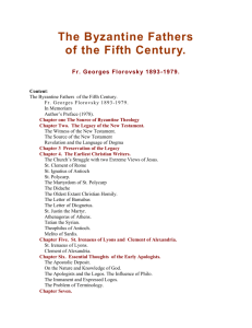 THE BYZANTINE FATHERS OF THE 5th CENTURY by Fr. George