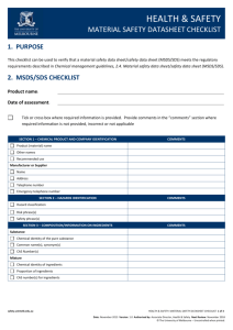 MSDS checklist - Safety - University of Melbourne