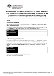 Authorisation for authorised visitors to enter leave and take horses