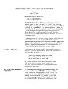MINUTES OF THE MARYLAND STATE BOARD OF EDUCATION