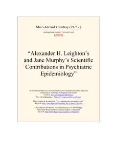 Alexander H. Leighton`s and Jane Murphy`s Scientific Contributions