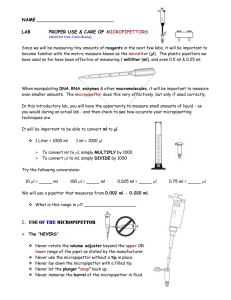 Proper Use and Care of the Micropipettors