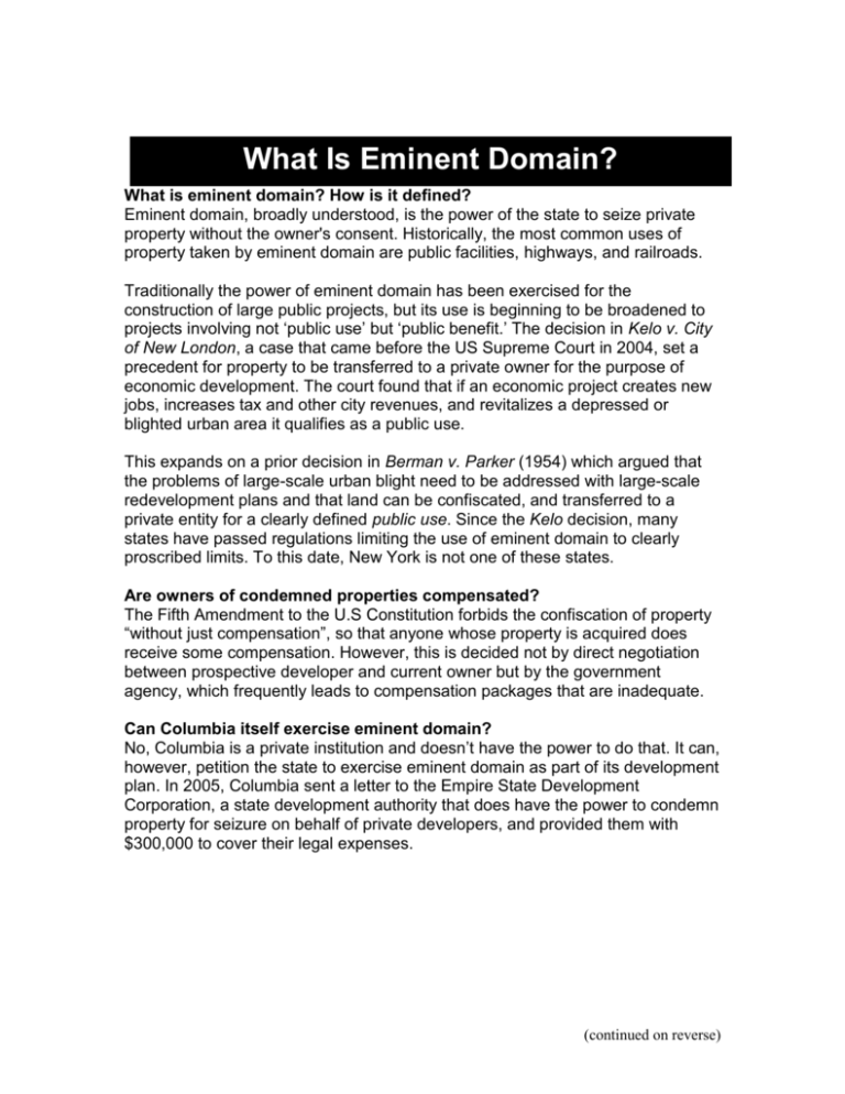 eminent domain essay introduction