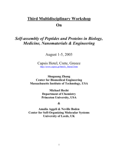 Self-assembling Peptide Systems in Biology, Engineering and