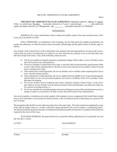 MILITARY ADDENDUM TO LEASE AGREEMENT