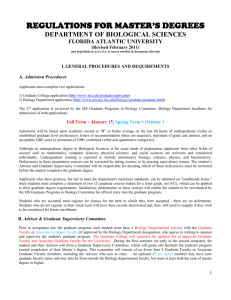 Regulations for Master Degree - Charles E. Schmidt College of