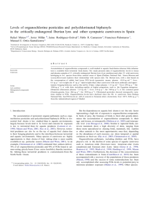 Levels of organochlorine pesticides and polychlorinated biphenyls