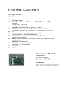 Metabolomic Symposium Friday, February 20th 2015 13:00