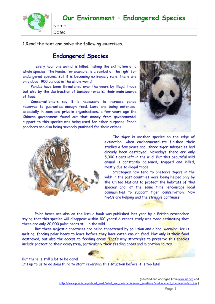 develop a thesis statement on the topic of saving endangered animals